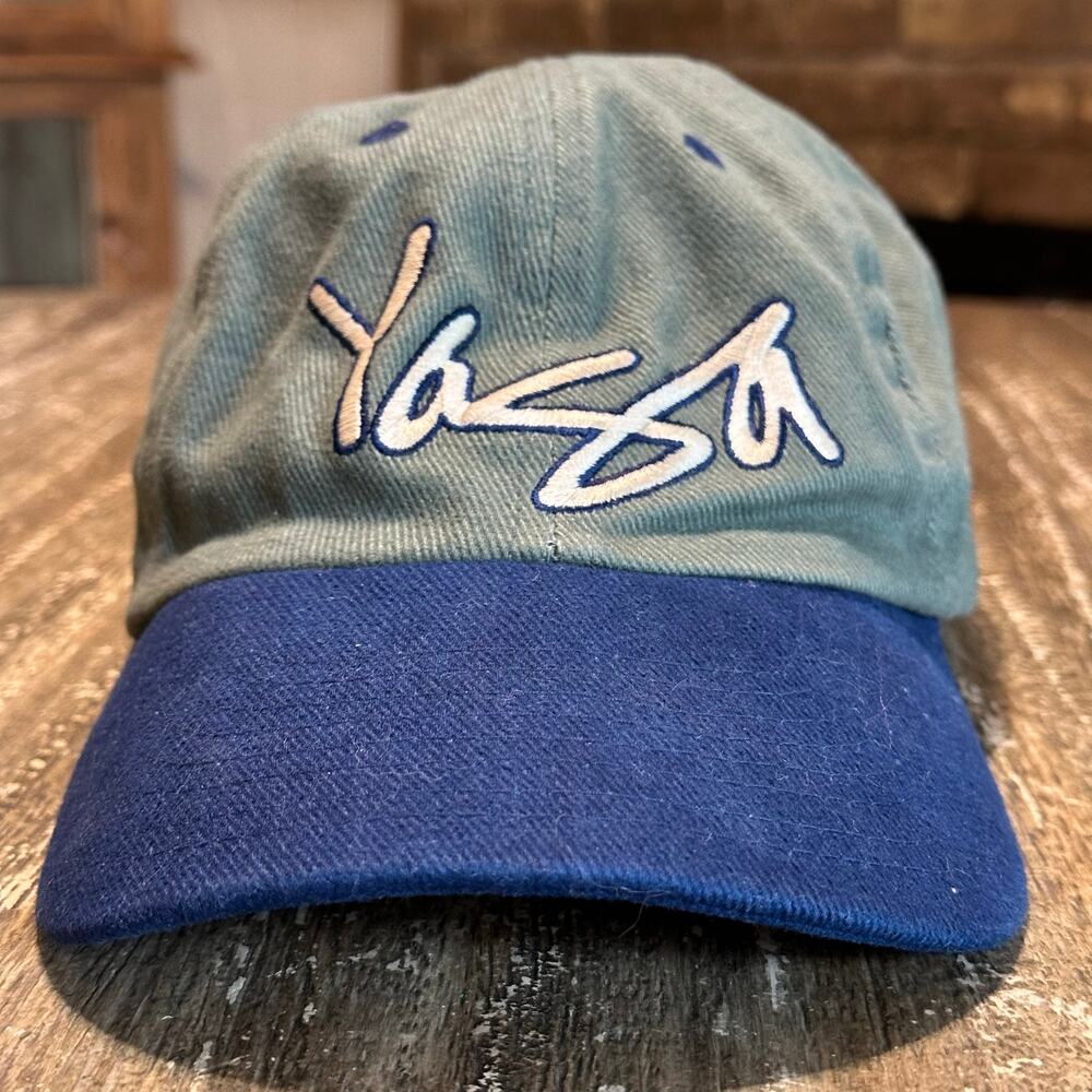 Vintage 1990’s Yaga Brimz SnapBack Dad Hat Cap Green Blue Skate Grunge